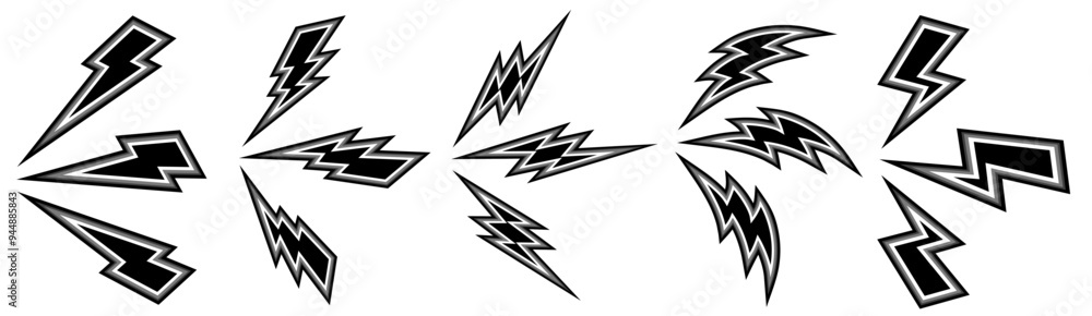 vector set lightning loud sound icon. Loudspeaker thunderbolts. powerful storm symbol design vector illustration vector set lightning loud sound icon. Loudspeaker thunderbolts. powerful storm symbol design vector illustration
