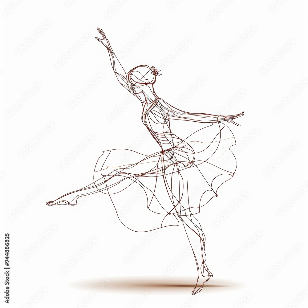 Fluidity in Motion: Continuous Line Art of a Woman Dancing Doodle on White Background Fluidity in Motion: Continuous Line Art of a Woman Dancing Doodle on White Background