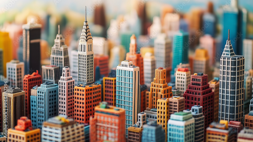 skyscrapers, Handmade crafts, cityscape, building skyline, crocheted cityscape background, crafts, artwork, hobby, colorful skyscrapers, Handmade crafts, cityscape, building skyline, crocheted cityscape background, crafts, artwork, hobby, colorful