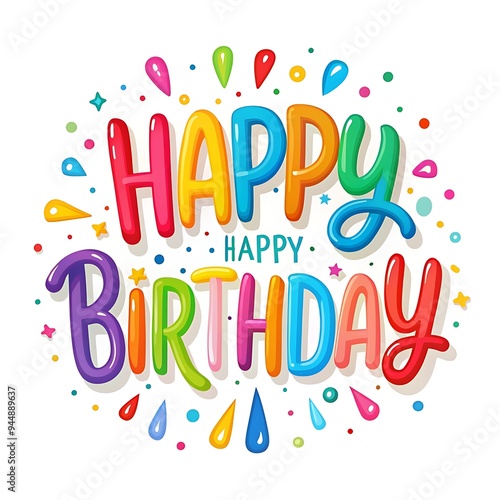 A happy birthday card with colorful letters and the words happy birthday on it