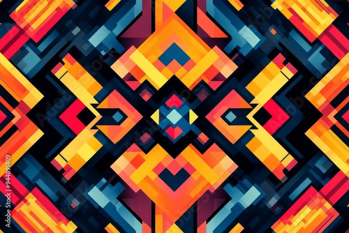 Abstract Geometric Pattern with Vibrant Colors created with Generative AI