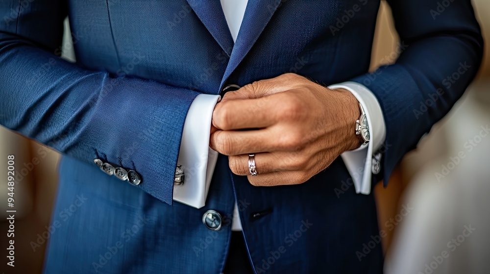 Obraz premium Groom Getting Ready for His Wedding