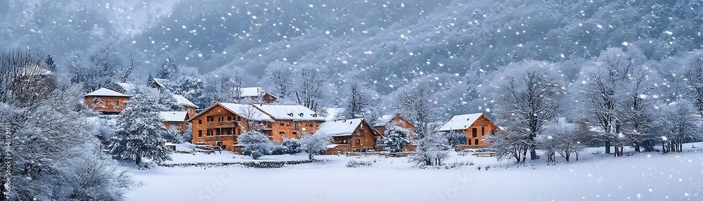 Snowy Mountain Village in Winter - Photo Snowy Mountain Village in Winter - Photo
