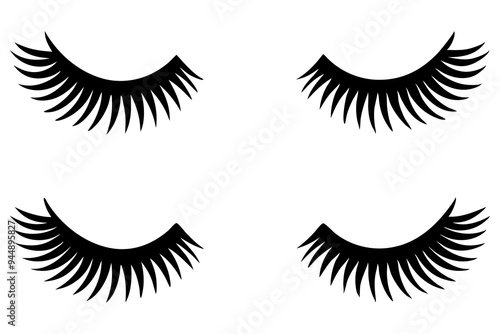  4 different reusable self-adhesive mink eyelash vector illustrations on a white background