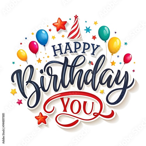 Birthday lettering with presents