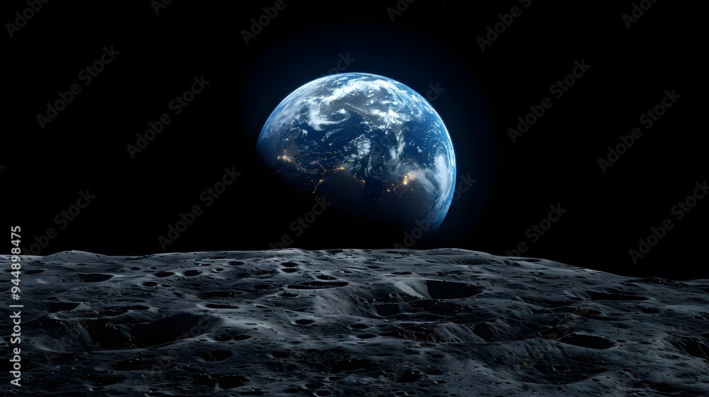 Obraz premium a serene image of the earth as seen from the moon