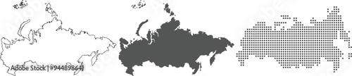 Wallpaper Mural Russia map detailed in outline, grey color, dotted style Torontodigital.ca
