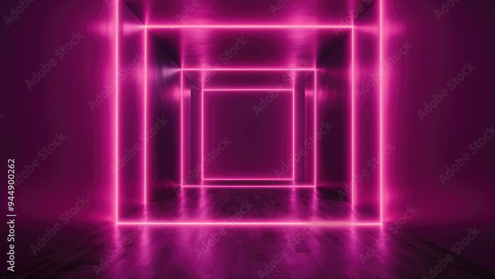 Neon pink lights cast a soft glow in a dimly lit room, highlighting the floor with vibrant illumination. Neon pink lights cast a soft glow in a dimly lit room, highlighting the floor with vibrant illumination.