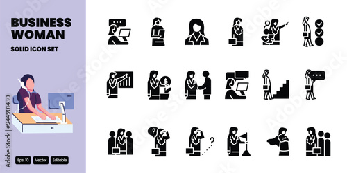 business woman solid icon vector design good for web and mobile app