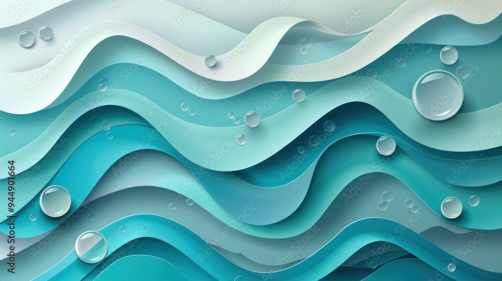 Abstract background with waves and bubbles in turquoise shades Abstract background with waves and bubbles in turquoise shades