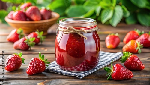 Wallpaper Mural Jar of Homemade Strawberry Jam with Fresh Strawberries. Torontodigital.ca