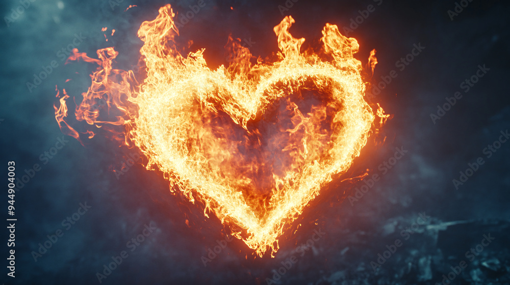 Fiery Heart Burning in Smoke Fiery Heart Burning in Smoke