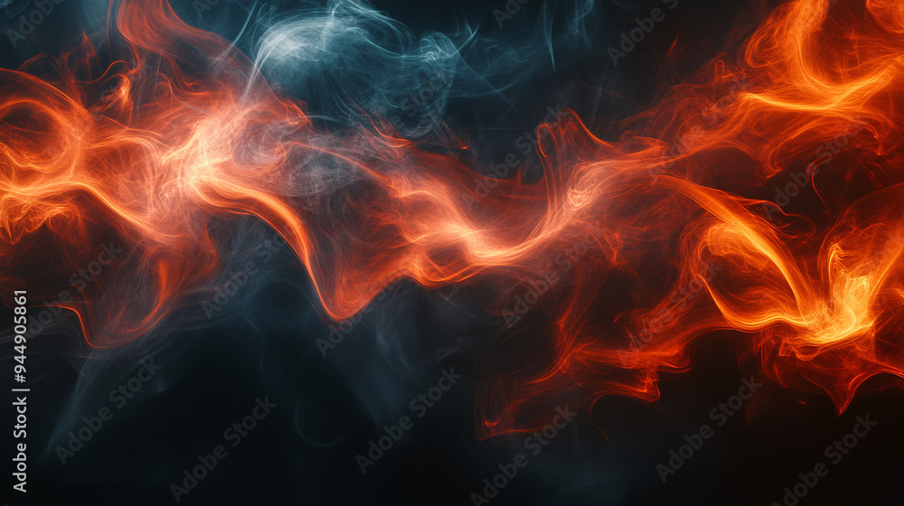 Abstract Smoke Swirls in Orange and Blue Abstract Smoke Swirls in Orange and Blue