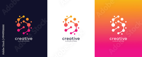 Abstract Digital technology with initial letter S logo design template collection, Modern meta ball, neuron, biotechnology molecule atom DNA icon logo design inspiration