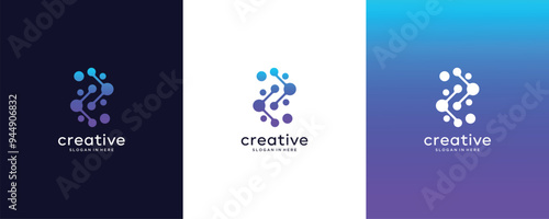 Abstract Digital technology with initial letter S logo design template collection, Modern meta ball, neuron, biotechnology molecule atom DNA icon logo design inspiration