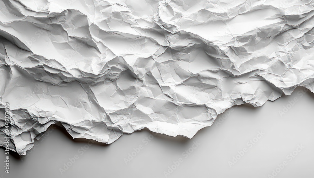 Fototapeta premium A close-up image of a crumpled piece of white paper.