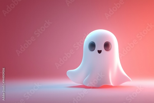 Cute and playful ghost character in minimalist design