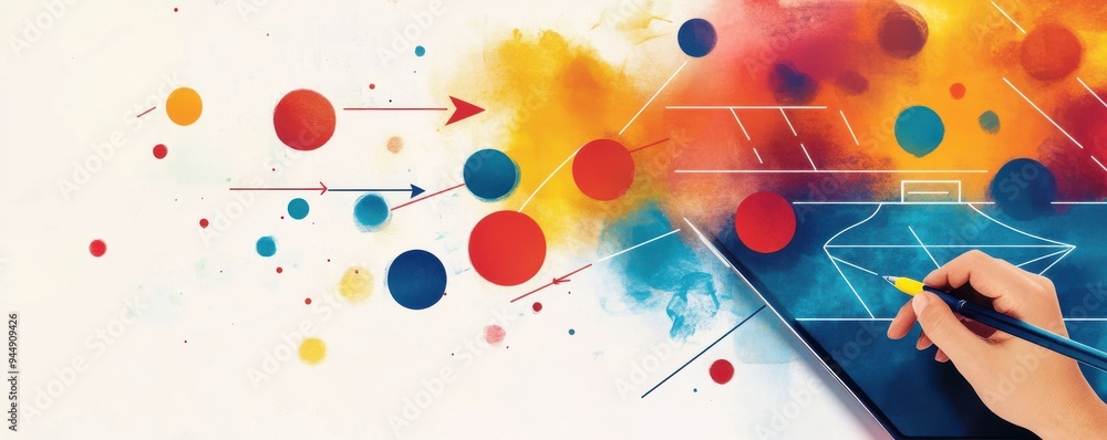 Vibrant abstract design with colorful splashes, showcasing creativity and artistic expression through a hand drawing concept. Vibrant abstract design with colorful splashes, showcasing creativity and artistic expression through a hand drawing concept.