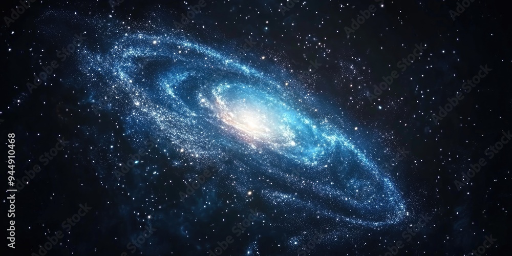 Naklejka premium Universe filled with stars nebula and galaxy in a 3D cartoon rendering