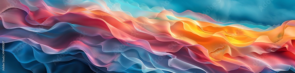 Obraz premium Abstract background with dynamic motion, vibrant waves, fluid shapes, energetic feel, visually captivating, high detail, modern design
