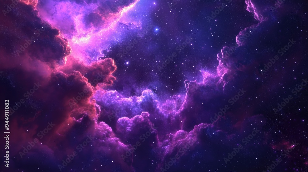 Obraz premium Bright nebula in space majestic red purple nebula beautiful space background 3D cartoon rendering