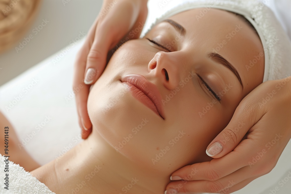 Relaxing facial treatment in a serene spa setting during a tranquil afternoon session Relaxing facial treatment in a serene spa setting during a tranquil afternoon session