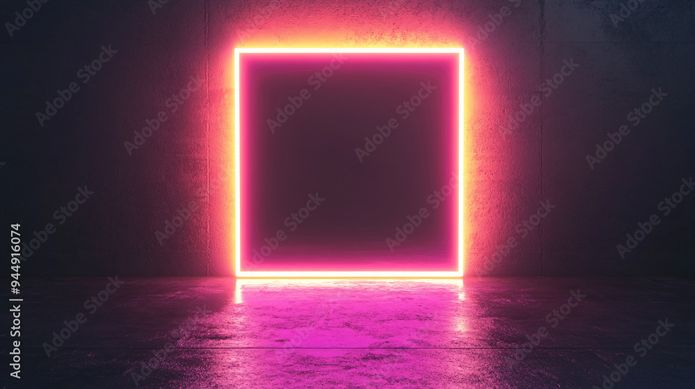 Neon Pink and Yellow Glow in Dark Room