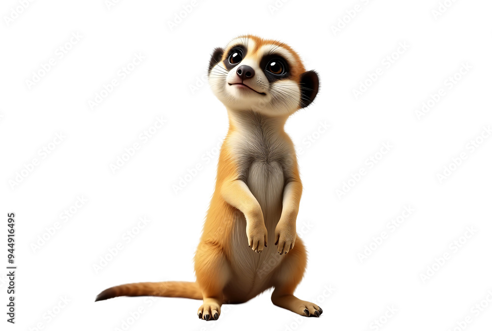 Fototapeta premium Cute Meerkat Isolated on Transparent Background