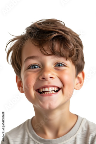 Portrait of Smiling Boy with Happy Expression Isolated on Transparent Background