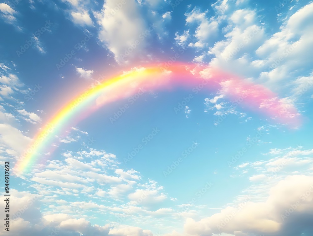 Rainbow Sky Illustration with Clouds Rainbow Sky Illustration with Clouds
