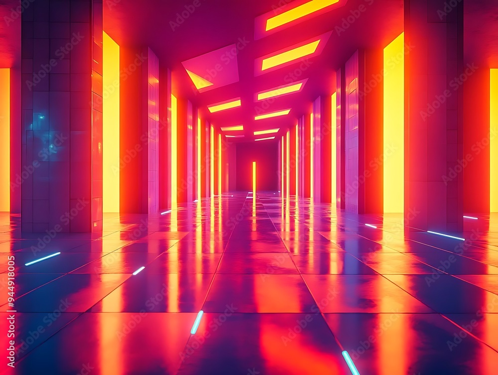 Neon Glow Corridor 3D Render Neon Glow Corridor 3D Render