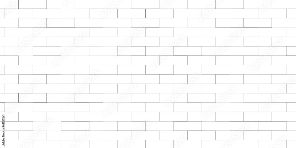 Fototapeta premium Tile white flooring, texture background, 3d illustration, White brick wall as background