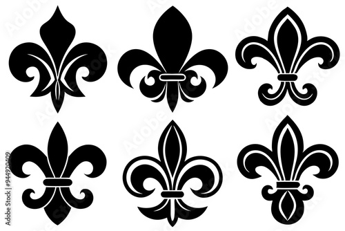 Fleur de lis set. Fleur de lis - Decorative icons vector design illustration template