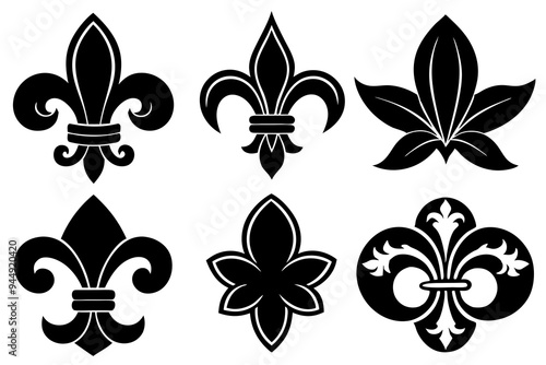 Fleur de lis set. Fleur de lis - Decorative icons vector design illustration template