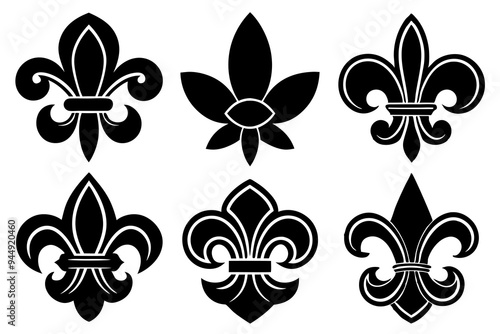 Fleur de lis set. Fleur de lis - Decorative icons vector design illustration template