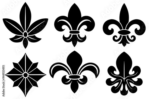 Fleur de lis set. Fleur de lis - Decorative icons vector design illustration template
