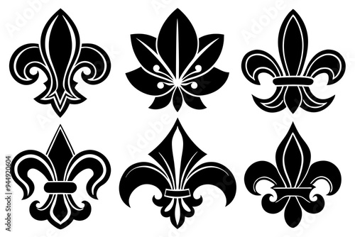 Fleur de lis set. Fleur de lis - Decorative icons vector design illustration template