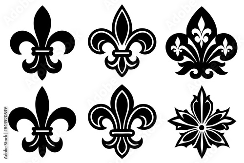 Fleur de lis set. Fleur de lis - Decorative icons vector design illustration template