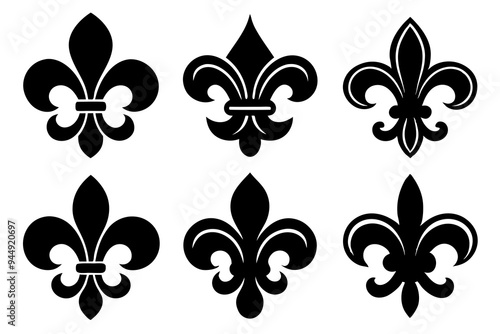 Fleur de lis set. Fleur de lis - Decorative icons vector design illustration template