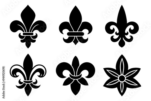 Fleur de lis set. Fleur de lis - Decorative icons vector design illustration template