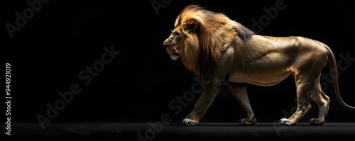 Majestic Lion Walking in Darkness