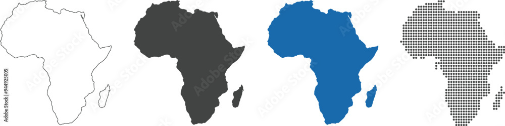 Africa map in outline, flat color, dotted style Africa map in outline, flat color, dotted style