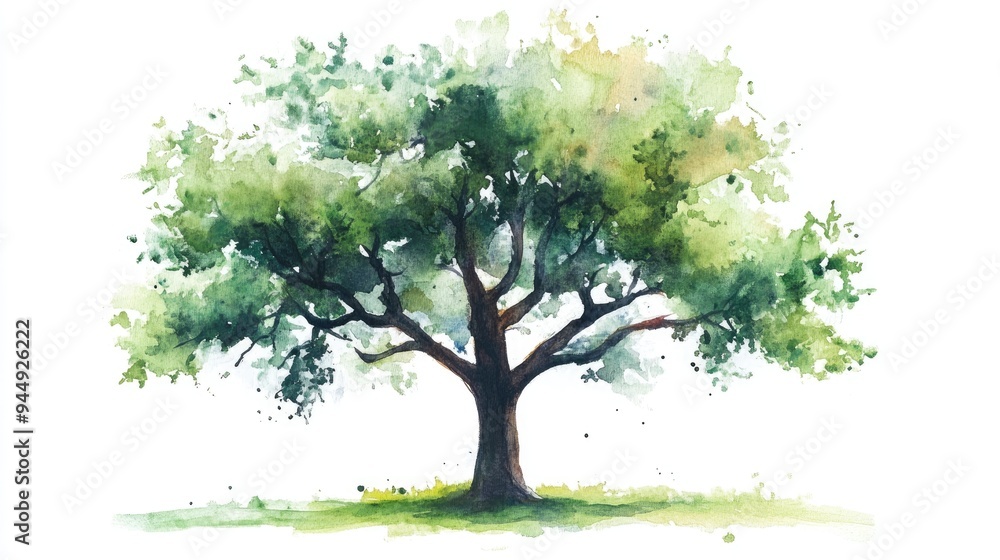 Watercolor illustration of a tree with no background Watercolor illustration of a tree with no background