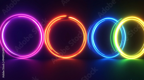 Neon Circles Abstract Background