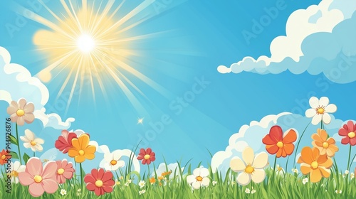  bright light, sunny, flower bloom. Copy space, empty space for text