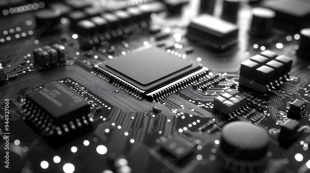 Close-up of a Microchip on a Circuit Board Close-up of a Microchip on a Circuit Board