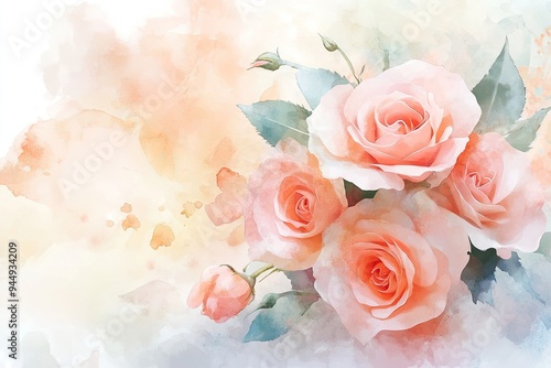 A soft watercolor illustration featuring beautiful pink roses, perfect for enhancing floral-themed projects and designs.