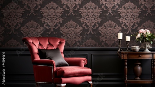 Vintage Elegance. Classic damask design featuring elegant ornate details photo