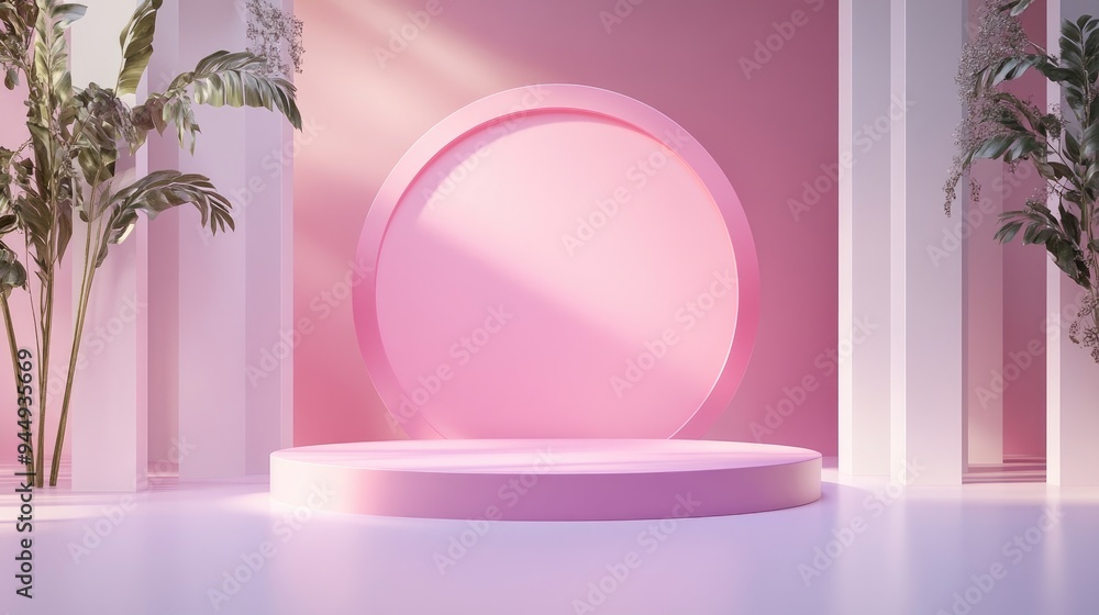 3D pink podium scene with a minimalistic studio background Abstract geometric shape illustration rendering Suitable for showcasing cosmetic fashion and Valentine s products 3D pink podium scene with a minimalistic studio background Abstract geometric shape illustration rendering Suitable for showcasing cosmetic fashion and Valentine s products