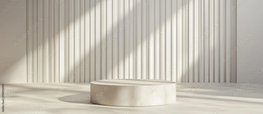 3D rendering of a minimalist metal podium against a white wall backdrop 3D rendering of a minimalist metal podium against a white wall backdrop